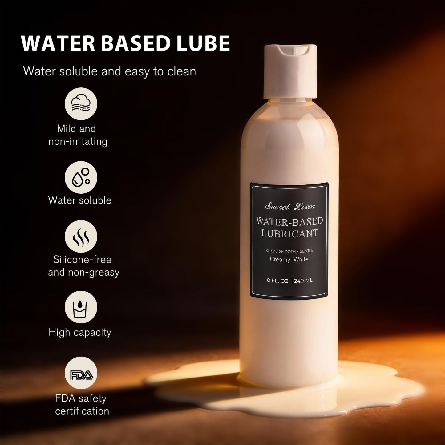 Lubricante tipo Semen Sintético a Base de Agua, Lubricante Personal Suave de Larga Duración Espeso y Cremoso para Mujeres y Hombres, Ingredientes Naturales Lubricantes de Comodidad Anal - Sex Shop 502