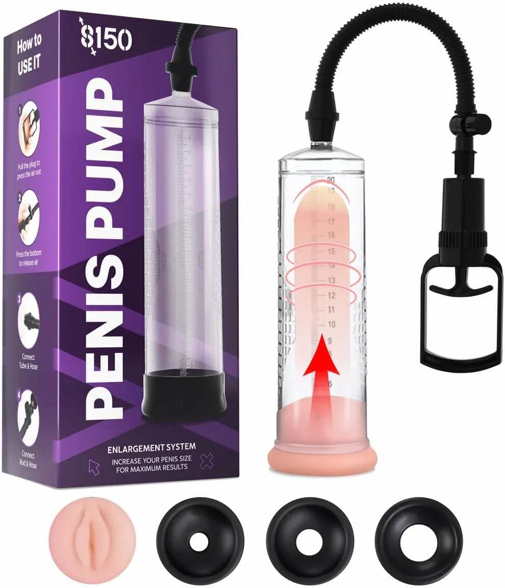 Juguetes sexuales con bomba de pene para hombres, 9 piezas de dilatación de pene al vacío, kit de juguetes sexuales masculinos para hombres, erecciones más fuertes y duraderas con copa masturbadora - Sex Shop 502