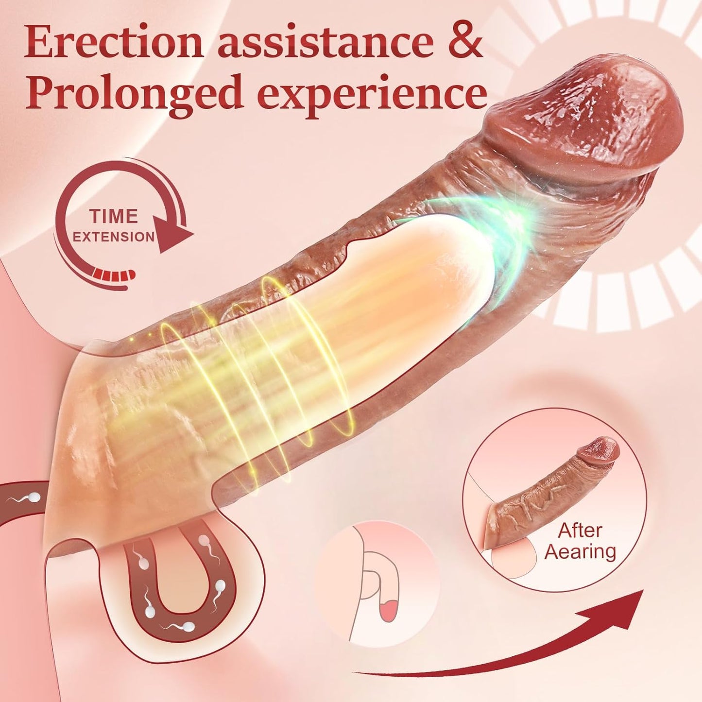 Extensor de pene, vibrador de manga de pene con aplicación y control remoto para hombres, juguetes sexuales, para agrandamiento del pene masculino, engrosamiento y durabilidad, 9 modos de vibración