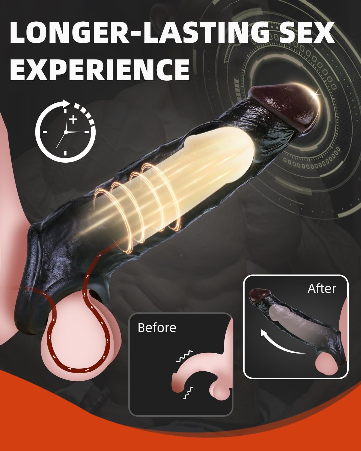 extensores de pene con 3 anillos elásticos para el pene para ampliar y prolongar para hombres y parejas
