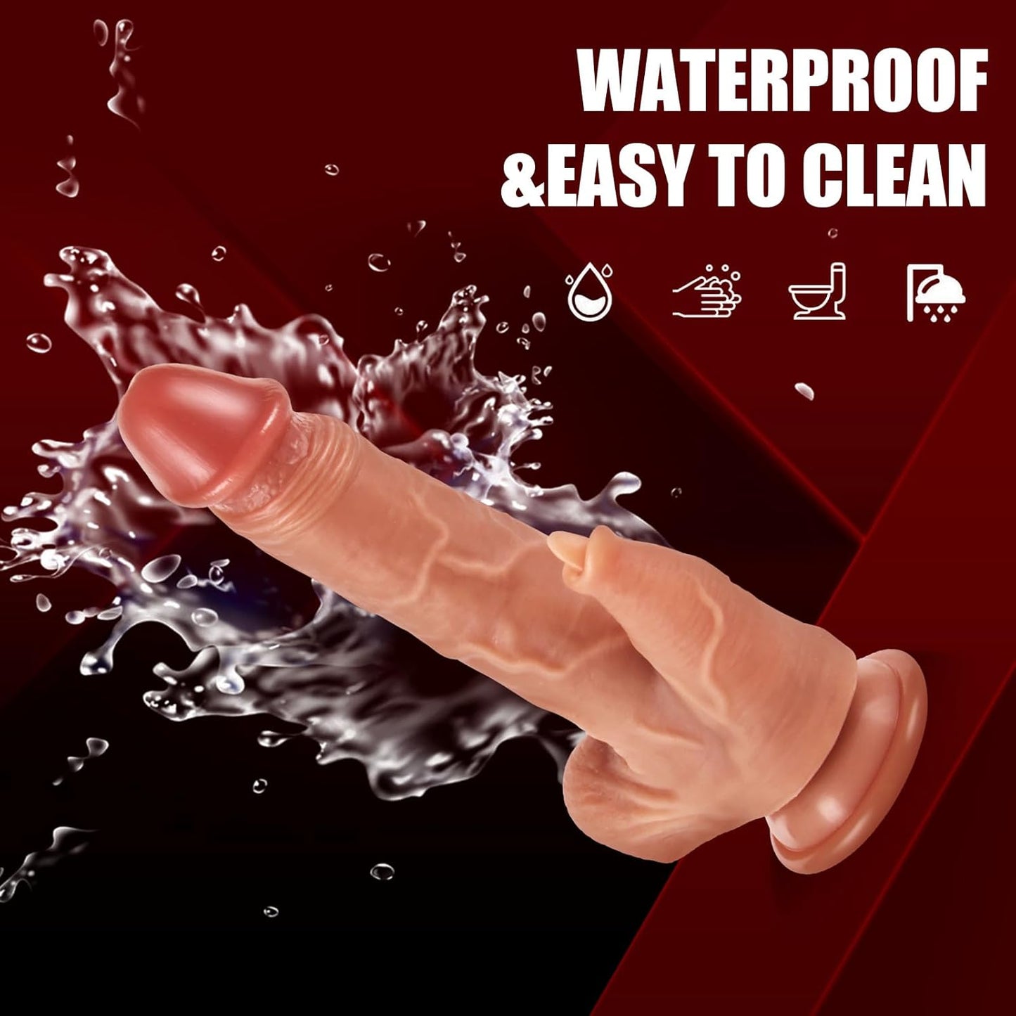 Consolador de empuje vibrador para lamer – Consoladores vibradores de 8.26 pulgadas con 9 vibraciones, 3 modos de empuje y calentamiento para estimulación anal del clítoris G del punto G, control