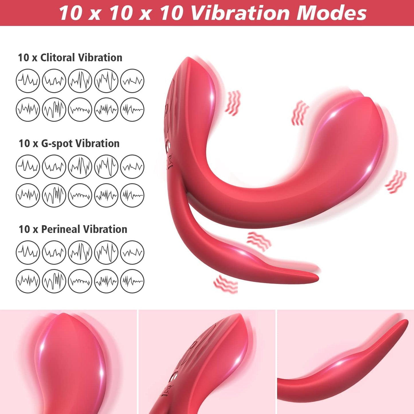 Vibrador portátil con 3 motores fuertes, vibrador de control remoto con modos de 10 x 10 x 10, vibrador de bragas, vibrador de punto G, estimulador de clítoris, vibrador femenino, vibrador de mariposa, juguetes sexuales para adultos para mujeres