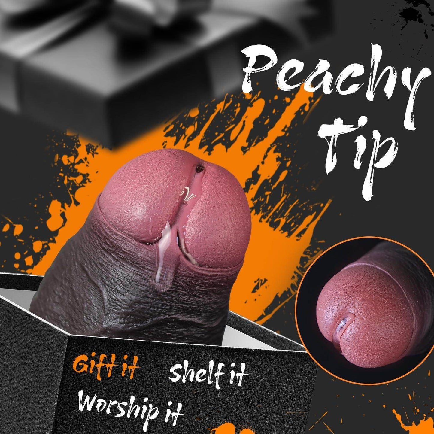 Consolador sexual negro puro enorme y grueso con glande único, consolador negro grande realista de 10.8 pulgadas con ventosa, juguetes de silicona suave para adultos para hombres y mujeres - Sex Shop 502