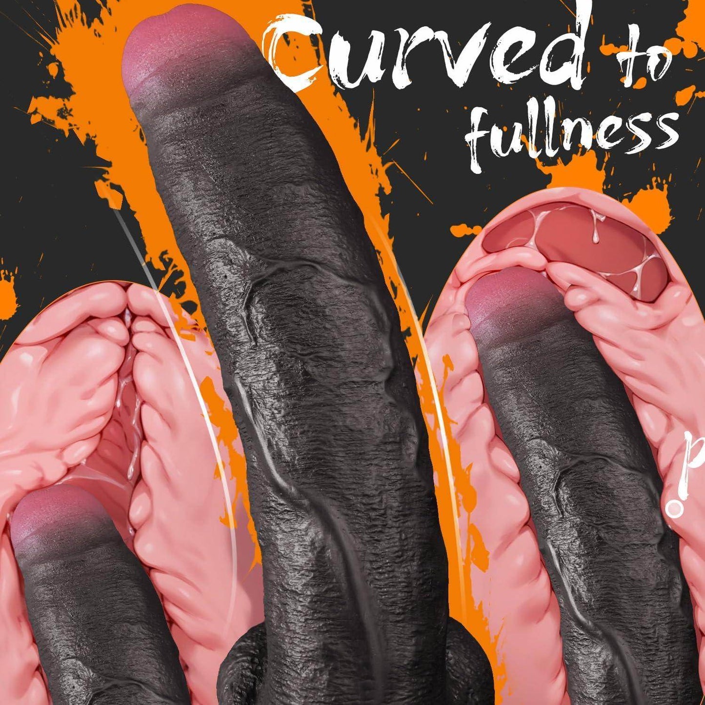 Consolador sexual negro puro enorme y grueso con glande único, consolador negro grande realista de 10.8 pulgadas con ventosa, juguetes de silicona suave para adultos para hombres y mujeres - Sex Shop 502