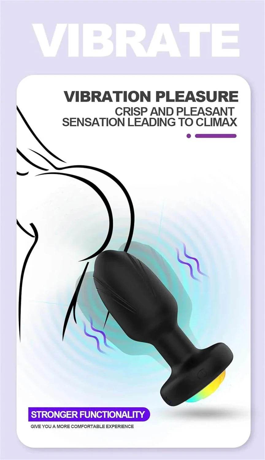 Anal Plug con Silicona Emisora de Luz Enchufe Anal Vibración Masculino y Hembra Masturbador Eléctrico Productos para Adultos - Sex Shop 502
