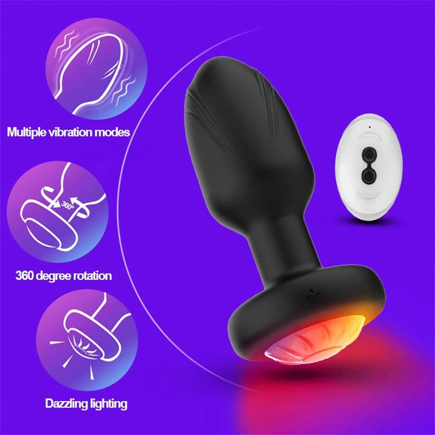 Anal Plug con Silicona Emisora de Luz Enchufe Anal Vibración Masculino y Hembra Masturbador Eléctrico Productos para Adultos - Sex Shop 502