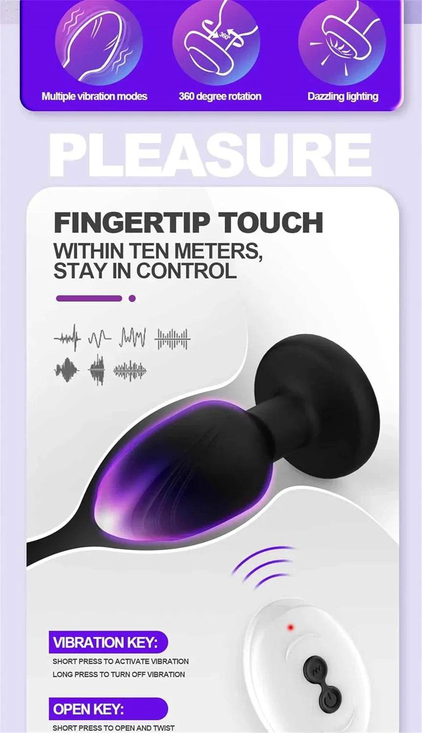 Anal Plug con Silicona Emisora de Luz Enchufe Anal Vibración Masculino y Hembra Masturbador Eléctrico Productos para Adultos - Sex Shop 502