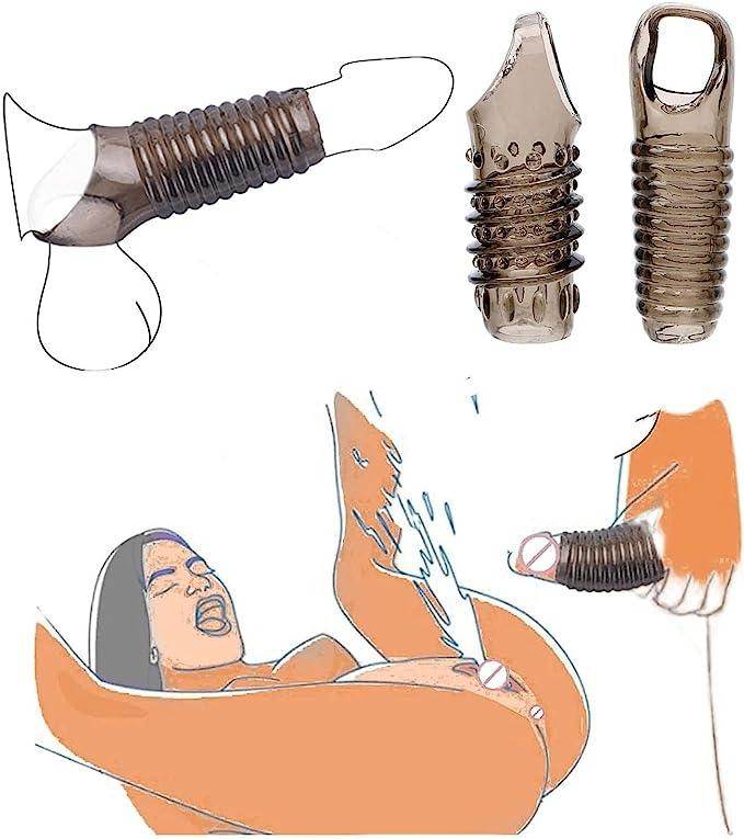 Anillos para el pene reutilizables para hombres, mangas reutilizables para ampliar el pene, eyaculación retardada, mayor erección, juguetes sexuales, anillos de silicona para el pene para hombres, 2 unidades, color negro transparente - Sex Shop 502