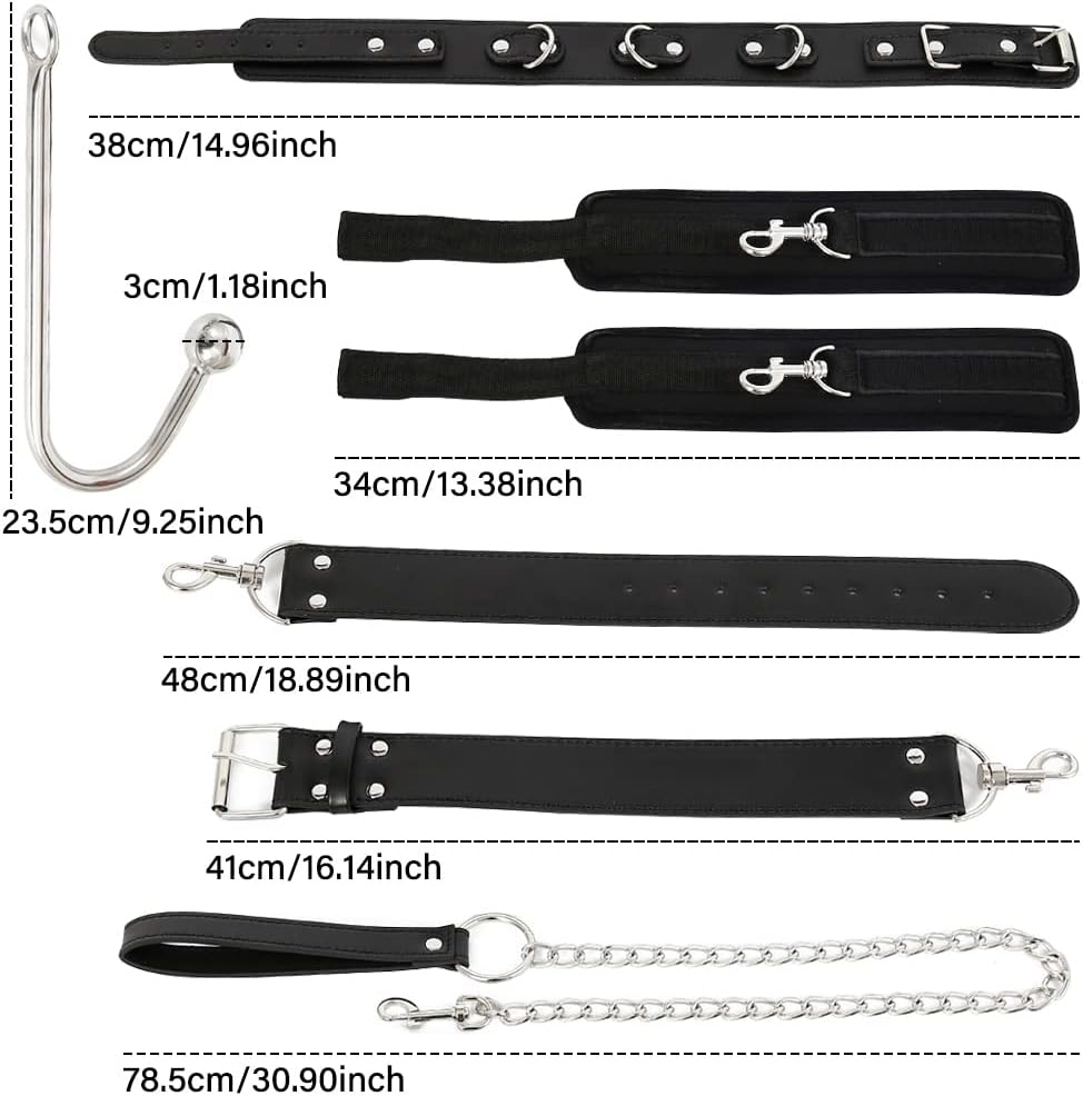 Arnés de gancho Anal BDSM para adultos, collar de Bondage, esposas, Kit de Bondage esclavo, juegos sexuales, cuero ajustable, tapón Anal de Metal, coqueteo - Sex Shop 502