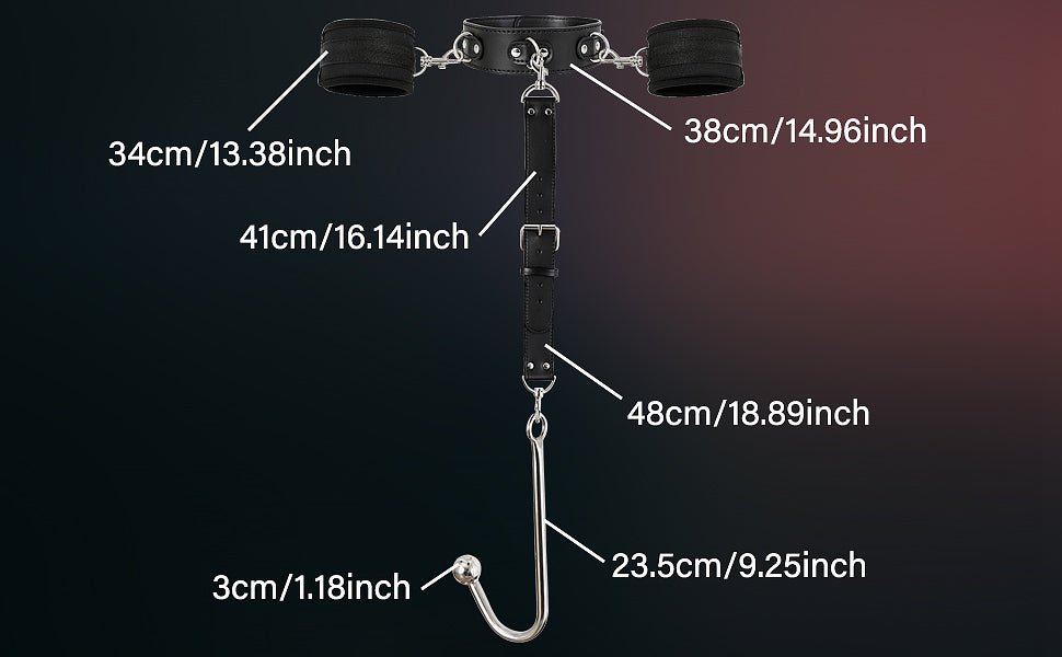 Arnés de gancho Anal BDSM para adultos, collar de Bondage, esposas, Kit de Bondage esclavo, juegos sexuales, cuero ajustable, tapón Anal de Metal, coqueteo - Sex Shop 502
