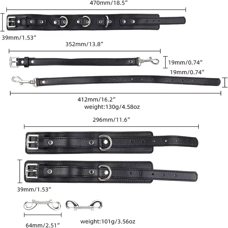 Arnés de gancho Anal BDSM para adultos, collar de Bondage, esposas, Kit de Bondage esclavo, juegos sexuales, cuero ajustable, tapón Anal de Metal, coqueteo - Sex Shop 502