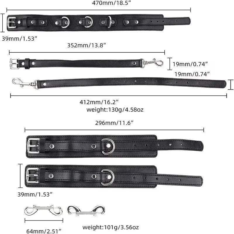Arnés de gancho Anal BDSM para adultos, collar de Bondage, esposas, Kit de Bondage esclavo, juegos sexuales, cuero ajustable, tapón Anal de Metal, coqueteo - Sex Shop 502