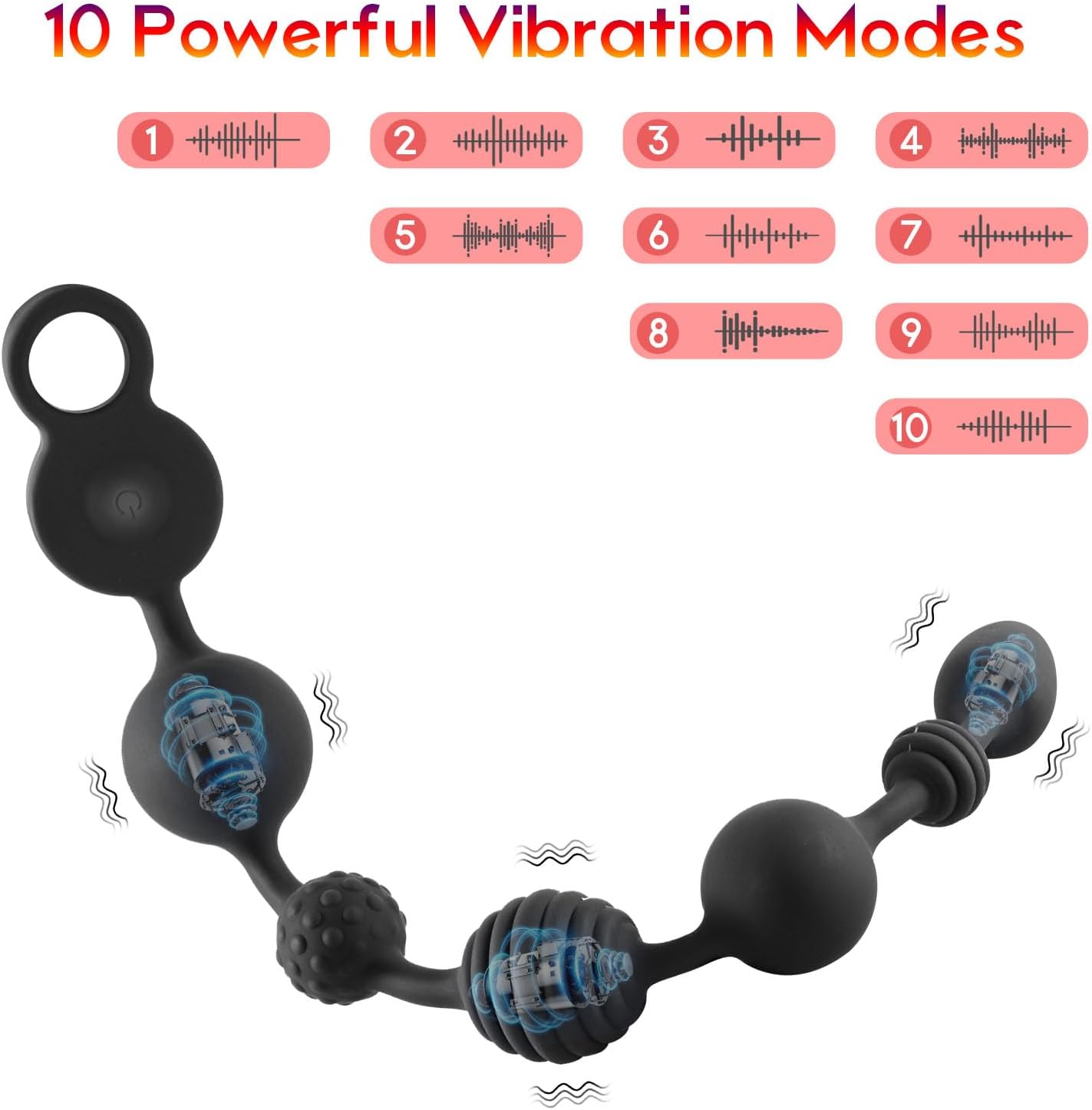 bolas anales vibratorias de silicona de 14 pulgadas, recargable y flexible, con tapón vibratorio, masajeador de próstata con 10 modos de vibración, vibrador anal con 3 potentes motores - Sex Shop 502