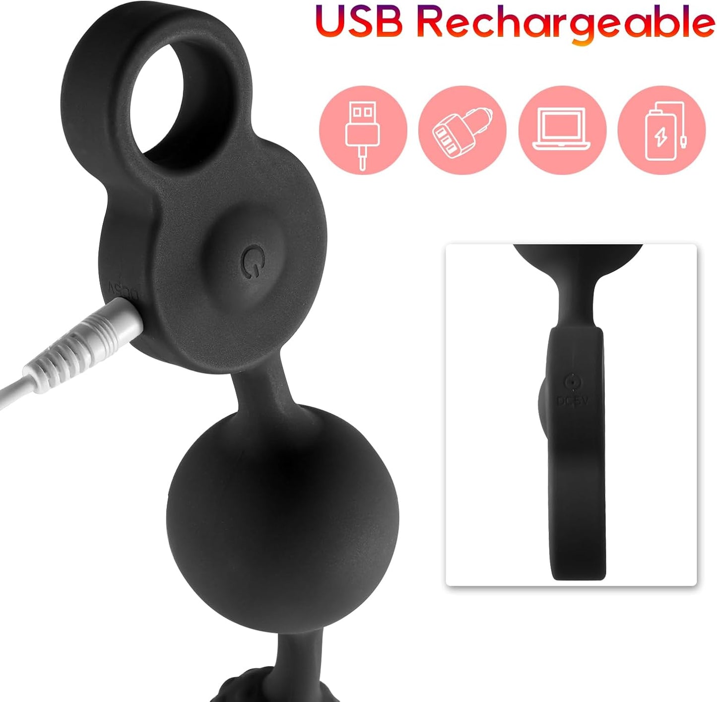 bolas anales vibratorias de silicona de 14 pulgadas, recargable y flexible, con tapón vibratorio, masajeador de próstata con 10 modos de vibración, vibrador anal con 3 potentes motores - Sex Shop 502