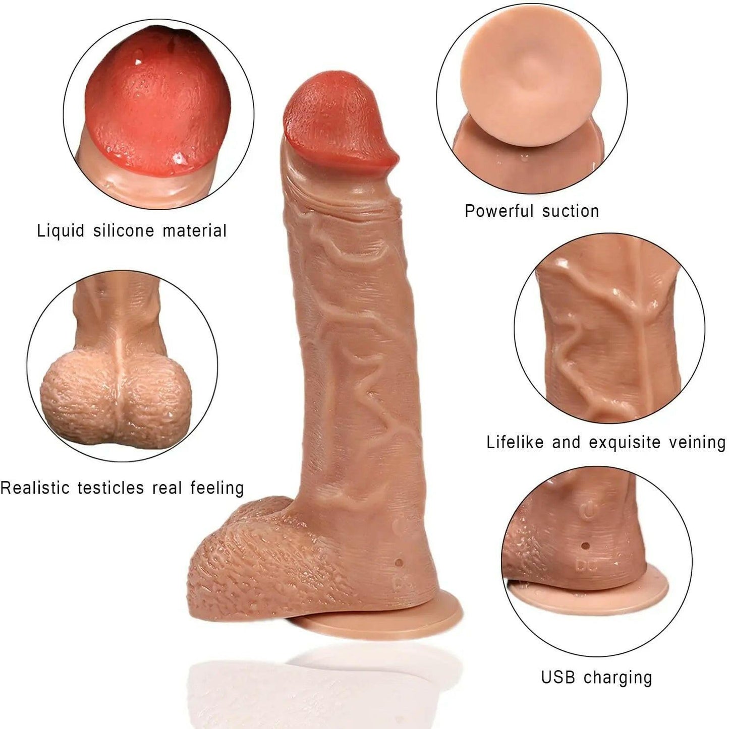 CONSOLADOR CON VIBRACION Y ROTACION 9" - Sex Shop 502