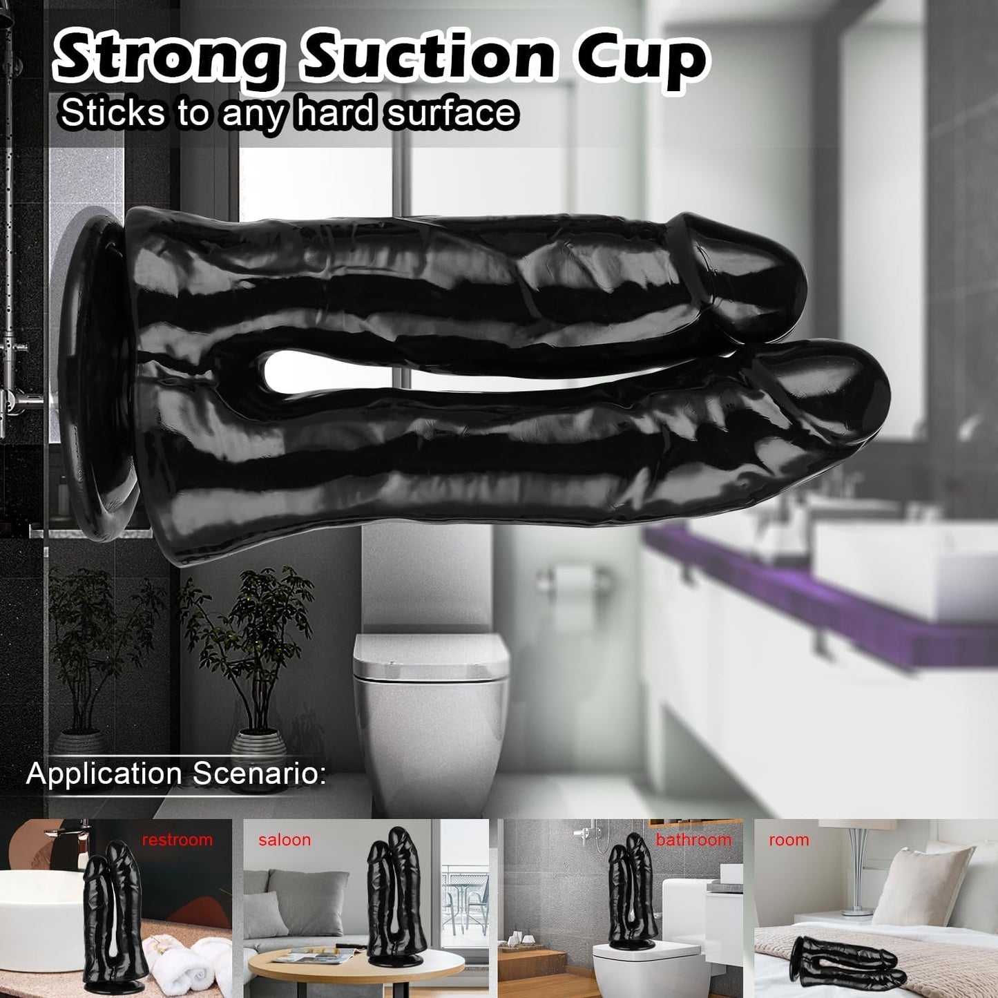 Consolador de doble extremo con fuerte ventosa, juego de punto G vaginal, consolador flexible y realista de doble cabeza para mujeres y parejas lesbianas - Sex Shop 502
