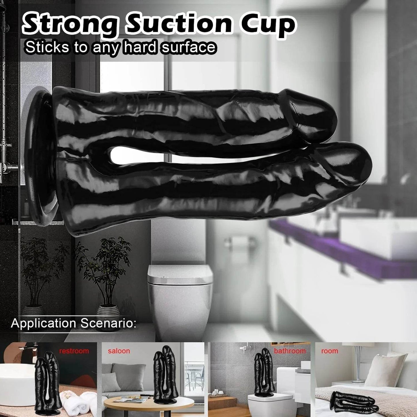 Consolador de doble extremo con fuerte ventosa, juego de punto G vaginal, consolador flexible y realista de doble cabeza para mujeres y parejas lesbianas - Sex Shop 502