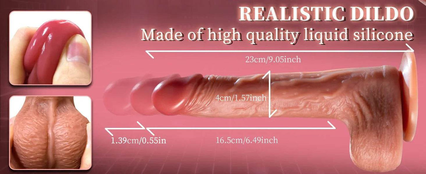 Consolador de empuje juguetes sexuales para mujeres, consoladores realistas 6 en 1 con ventosa, 9 vibraciones y 3 columpios de empuje, modos de calefacción, control app - Sex Shop 502