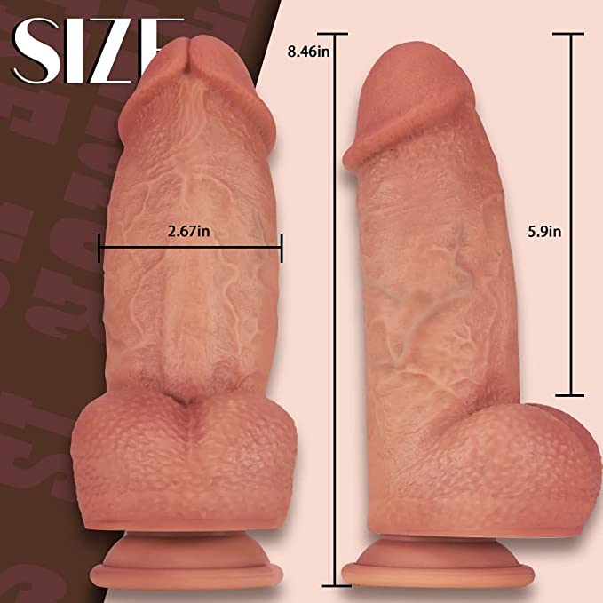 Consolador enorme realista de 2.67 pulgadas de diámetro, consoladores negros de 8 pulgadas de grosor con fuerte ventosa para manos libres y juego anal, consolador gigante de punto G de silicona, sexuales anales para hombres y mujeres - Sex Shop 502