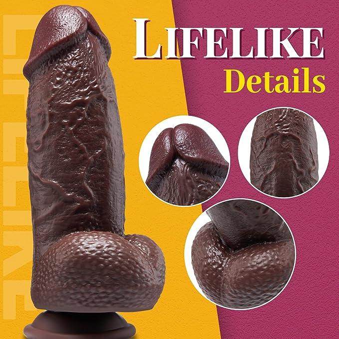 Consolador enorme realista de 2.67 pulgadas de diámetro, consoladores negros de 8 pulgadas de grosor con fuerte ventosa para manos libres y juego anal, consolador gigante de punto G de silicona, sexuales anales para hombres y mujeres - Sex Shop 502