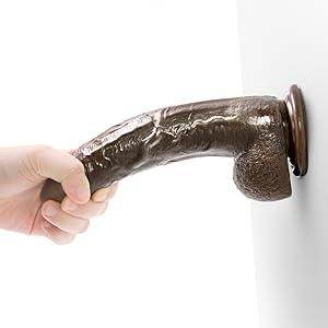 Consolador realista suave de 8.66 pulgadas con ventosa, juguete sexual anal y vaginal para el punto G, marrón oscuro - Sex Shop 502