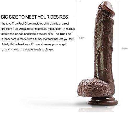 Consolador realista suave de 8.66 pulgadas con ventosa, juguete sexual anal y vaginal para el punto G, marrón oscuro - Sex Shop 502