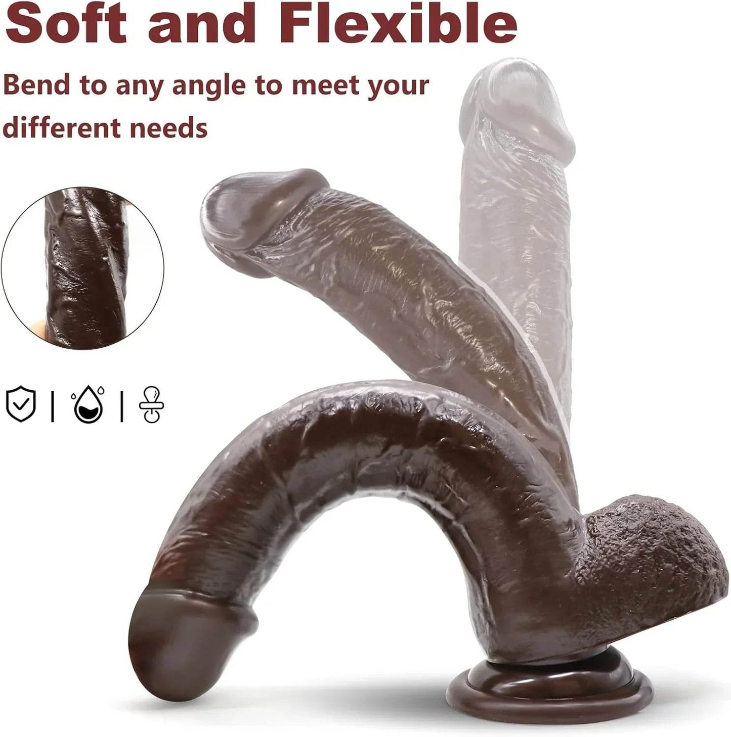 Consolador realista de 9.25 pulgadas para adultos, juguetes sexuales para mujeres, estimulador anal de punto G con fuerte ventosa para jugar con manos libres, material seguro para el cuerpo, - Sex Shop 502