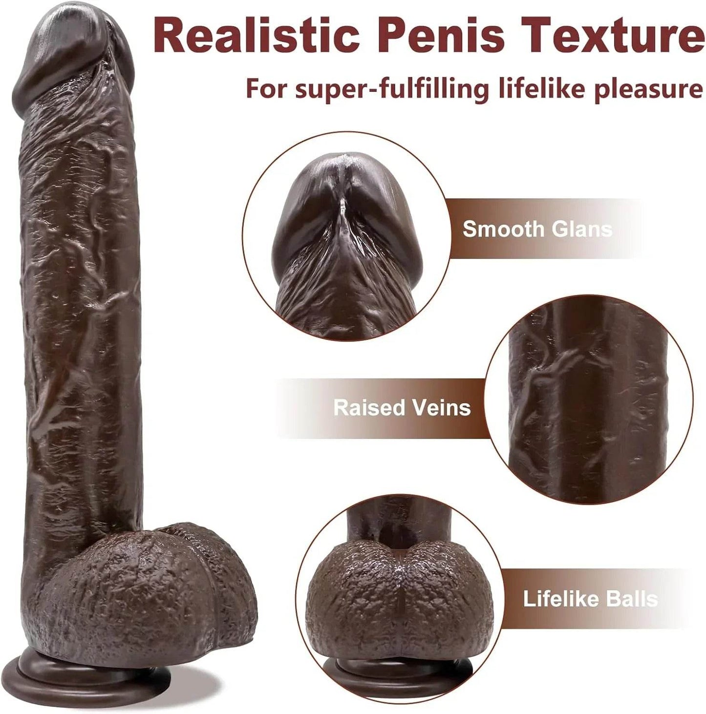 Consolador realista de 9.25 pulgadas para adultos, juguetes sexuales para mujeres, estimulador anal de punto G con fuerte ventosa para jugar con manos libres, material seguro para el cuerpo, - Sex Shop 502