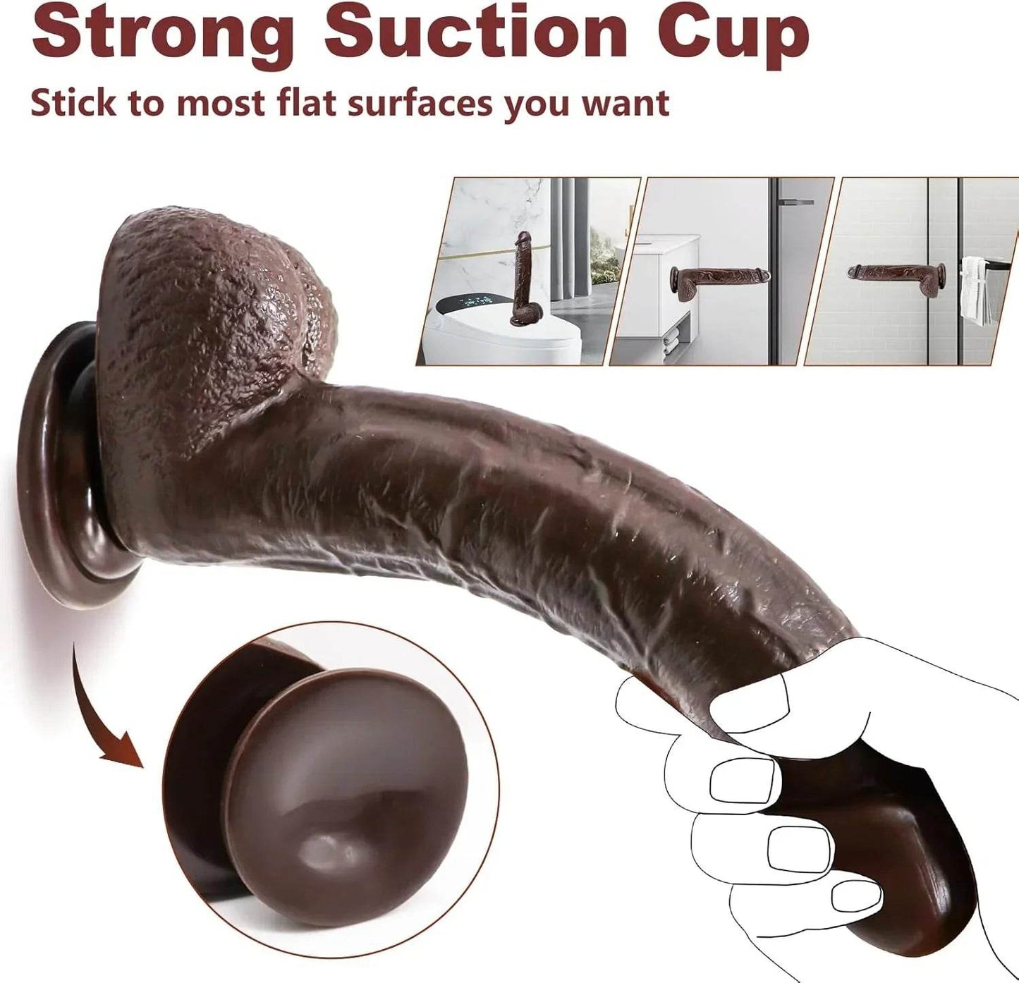 Consolador realista de 9.25 pulgadas para adultos, juguetes sexuales para mujeres, estimulador anal de punto G con fuerte ventosa para jugar con manos libres, material seguro para el cuerpo, - Sex Shop 502
