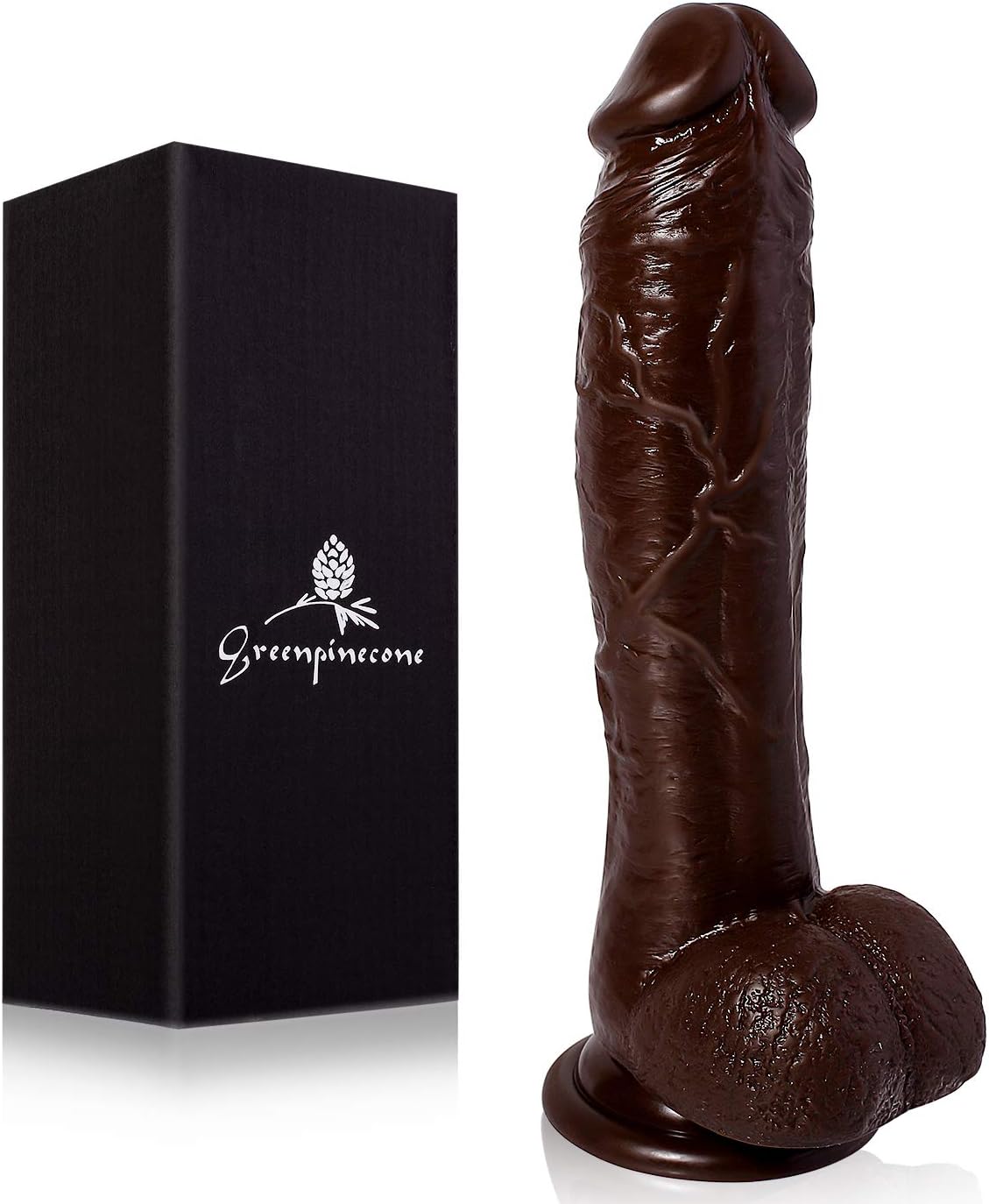 Consolador realista suave de 8.66 pulgadas con ventosa, juguete sexual anal y vaginal para el punto G, marrón oscuro - Sex Shop 502