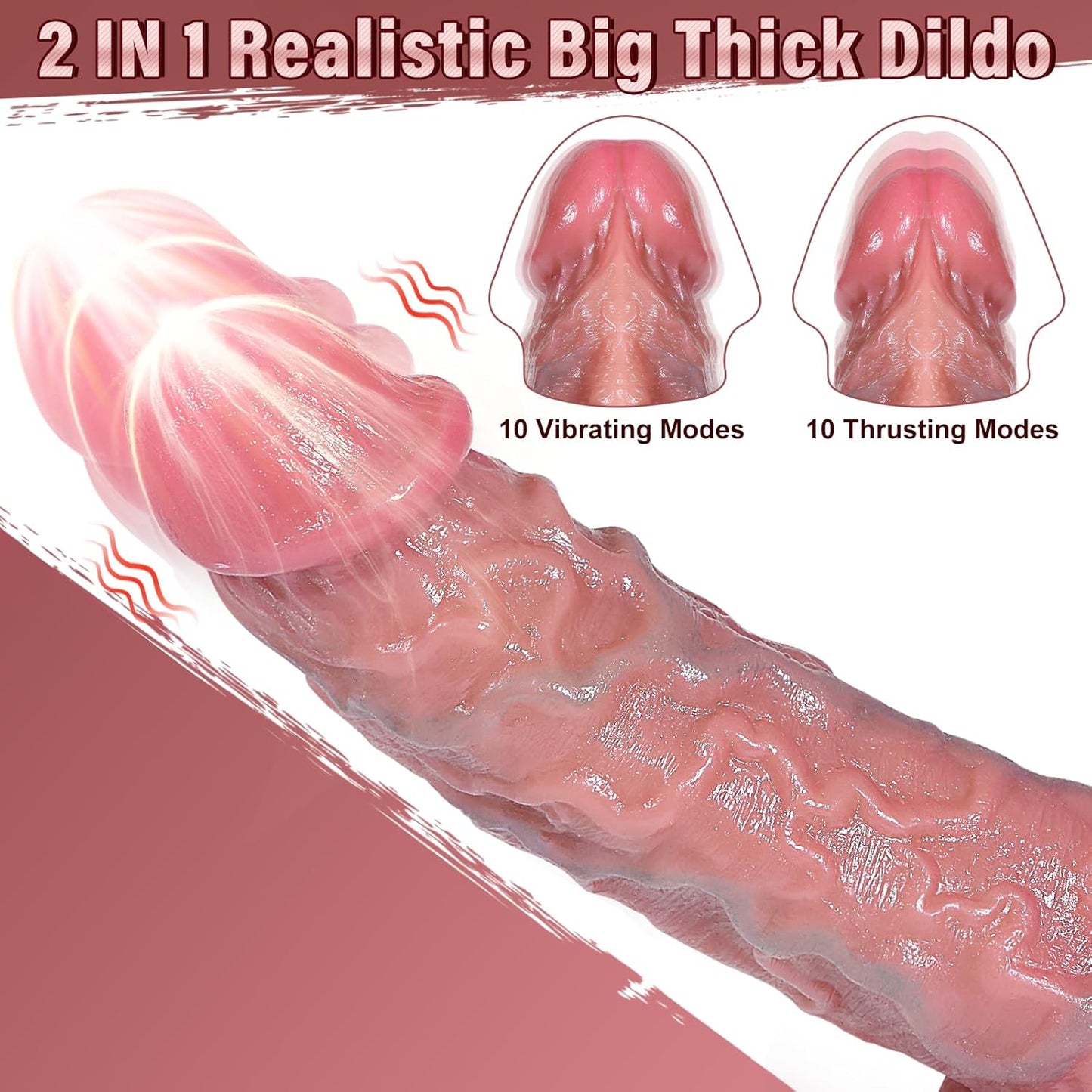 Consolador sexual realista de 9 pulgadas, consoladores gruesos para estimulación anal del punto G, vibrador de control remoto con 10 modos de empuje y 10 modos de vibración, pene falso para adultos - Sex Shop 502