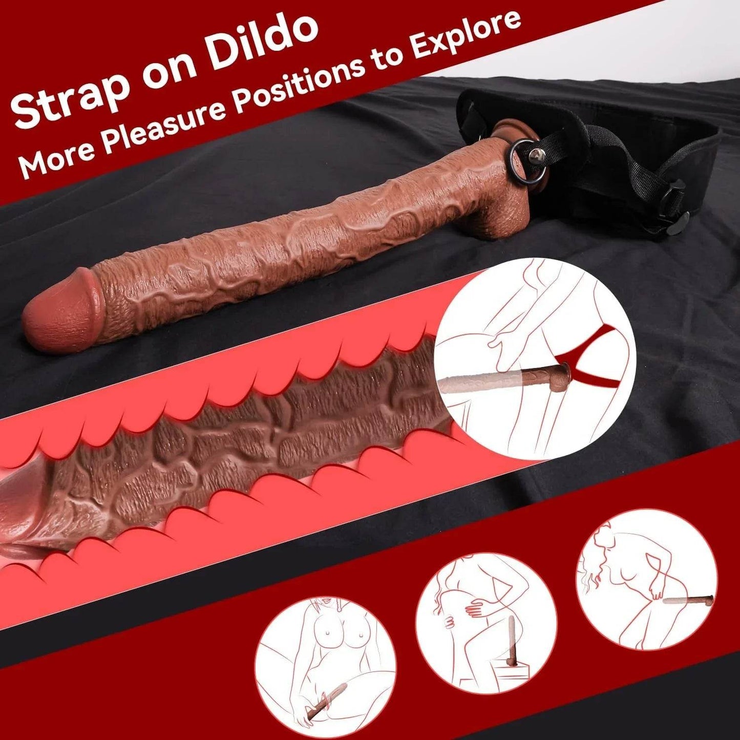 Consolador súper largo de 16.93 pulgadas con glande pequeño, consolador gigante con ventosa fuerte para sexo más profundo, pene grueso y grande, juguete sexual para mujeres y hombres - Sex Shop 502