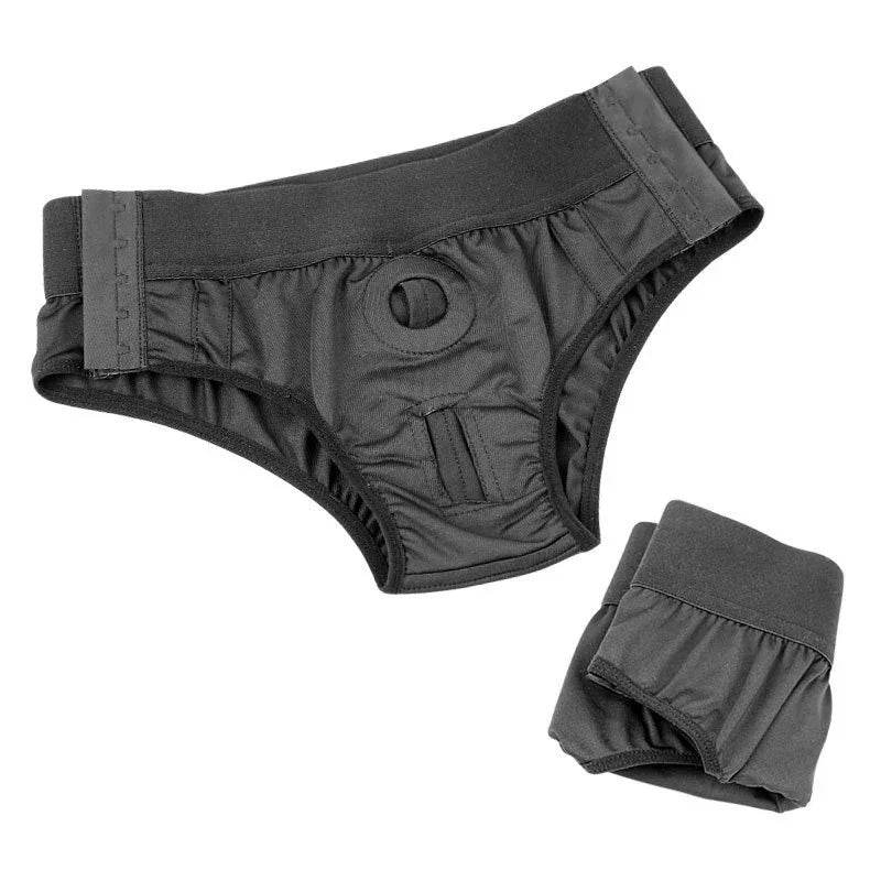 Consoladores de doble punta con 10 modos de vibración, vibrador sin tirantes con control remoto, impermeable, recargable, juguetes sexuales para adultos, con acanalado antideslizante para mujeres, parejas lesbianas, - Sex Shop 502