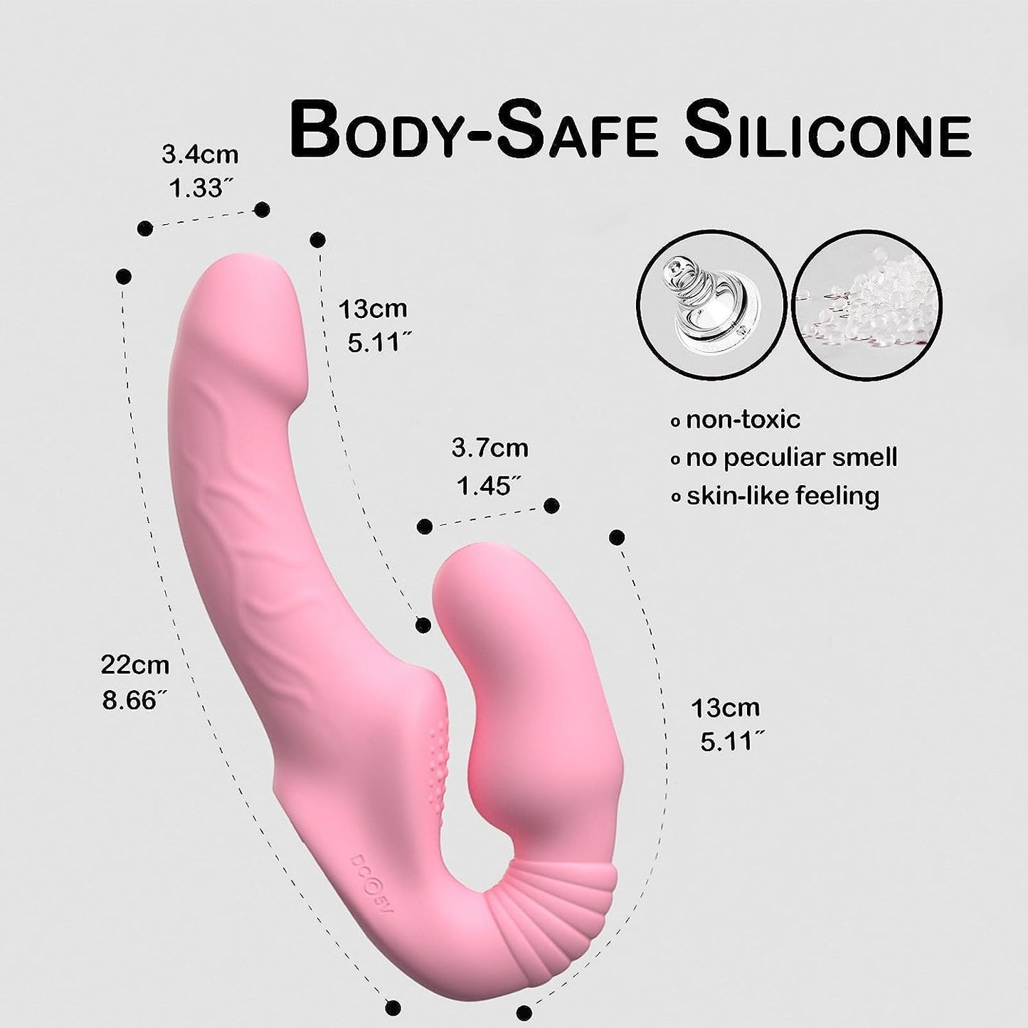 Consoladores de doble punta con 10 modos de vibración, vibrador sin tirantes con control remoto, impermeable, recargable, juguetes sexuales para adultos, con acanalado antideslizante para mujeres, parejas lesbianas, - Sex Shop 502