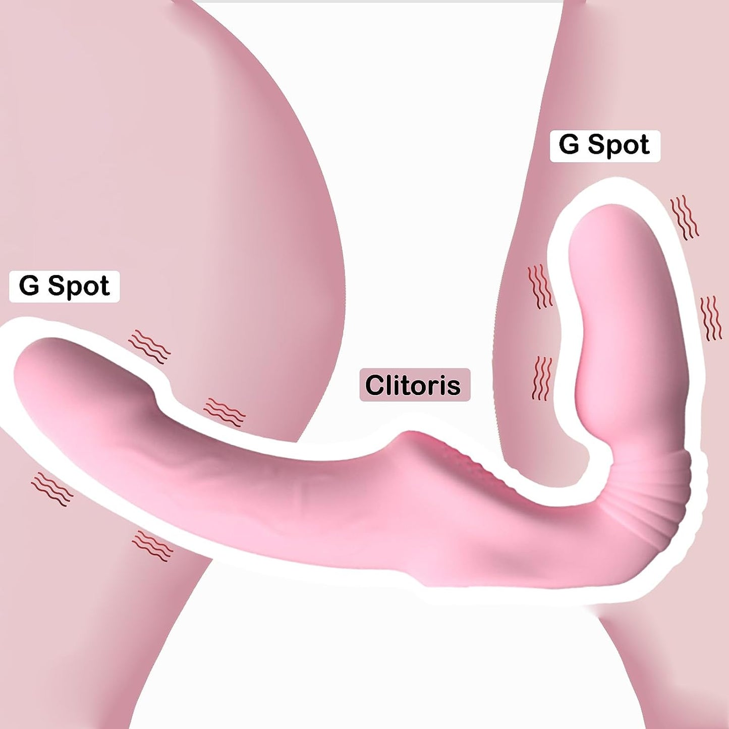 Consoladores de doble punta con 10 modos de vibración, vibrador sin tirantes con control remoto, impermeable, recargable, juguetes sexuales para adultos, con acanalado antideslizante para mujeres, parejas lesbianas, - Sex Shop 502