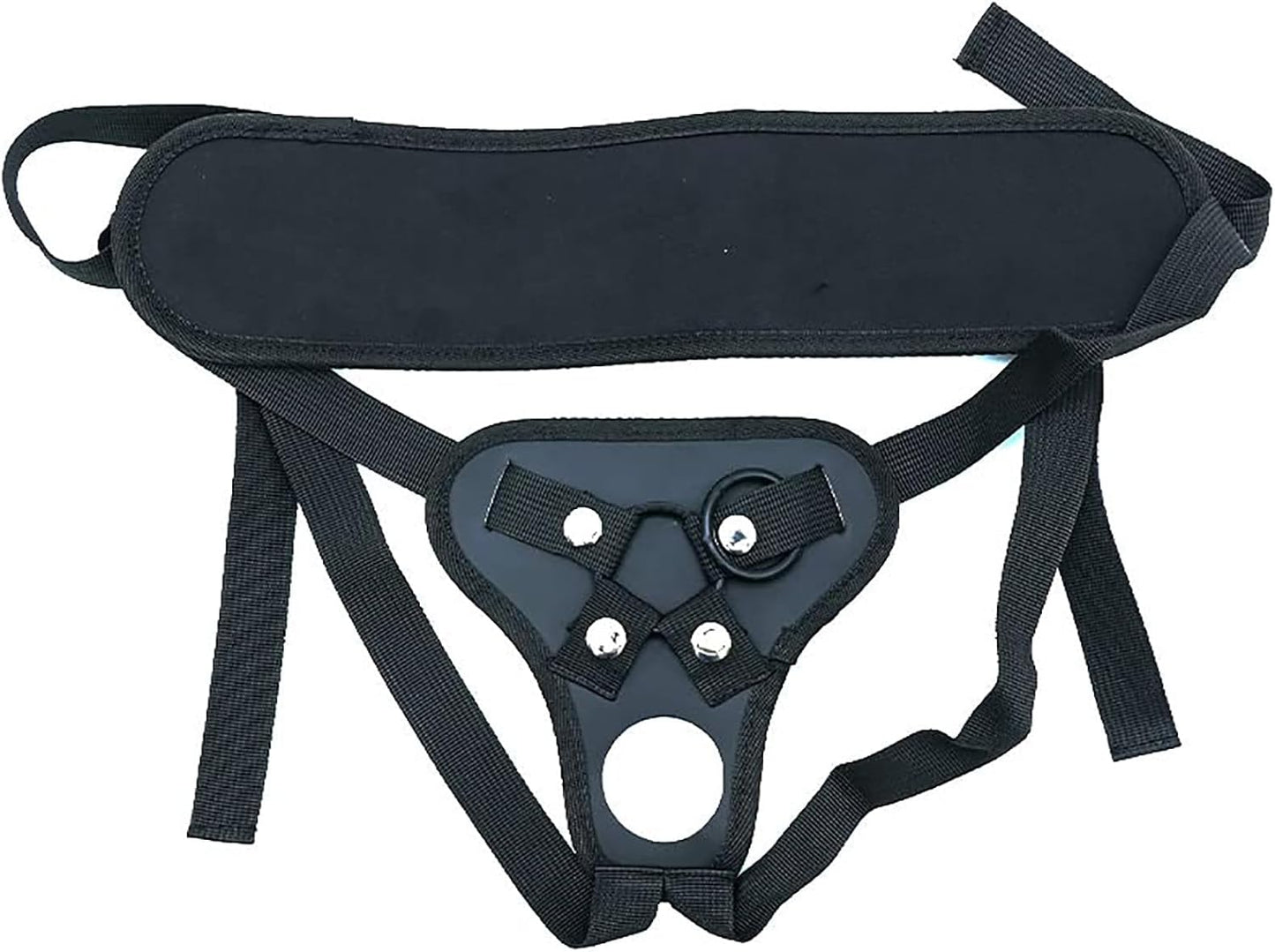 Correa ajustable en el arnés del consolador, arnés de doble agujero de fijación de cuero suave anillo cinturón para hombre y mujer (negro) - Sex Shop 502