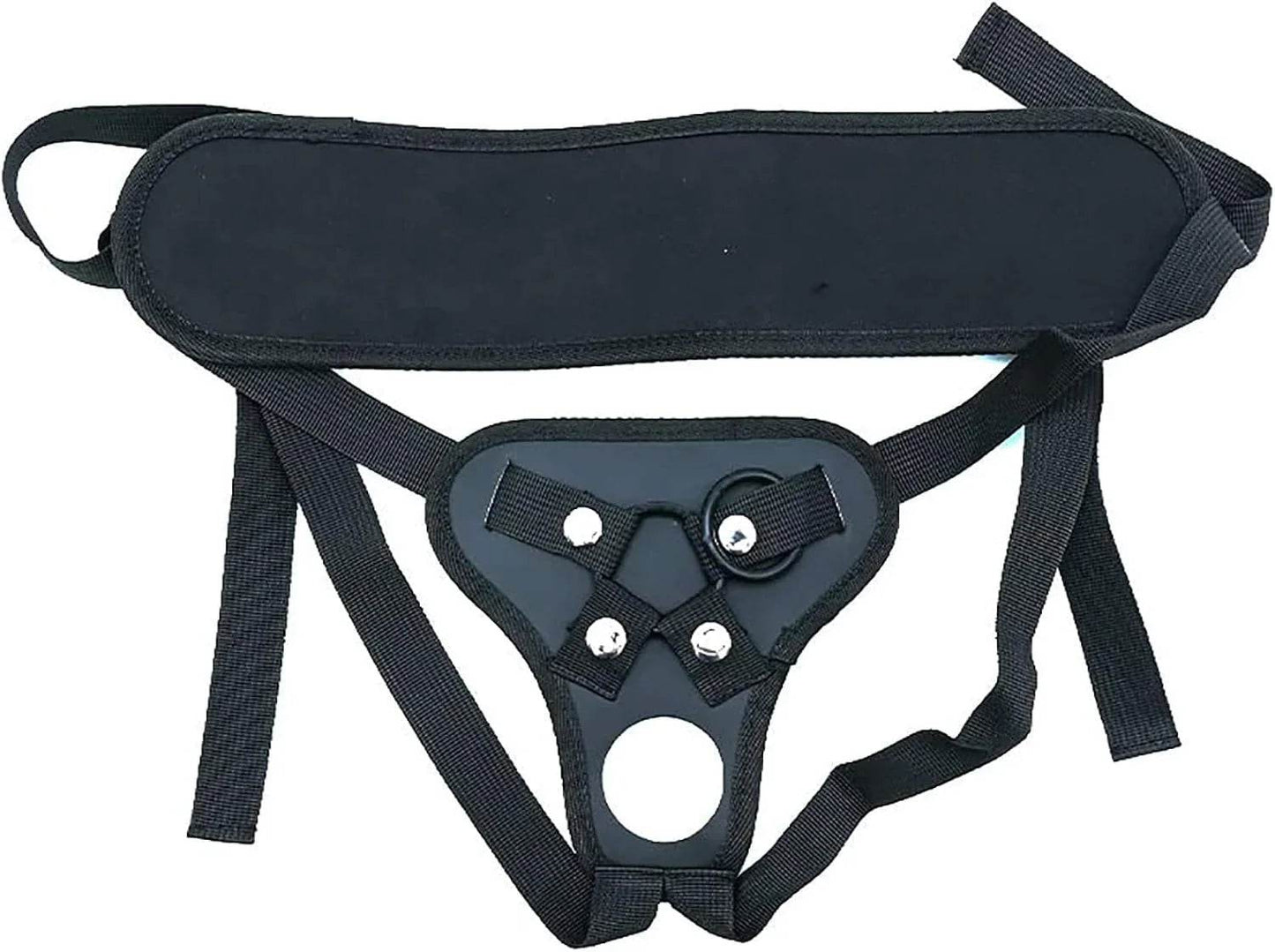 Correa ajustable en el arnés del consolador, arnés de doble agujero de fijación de cuero suave anillo cinturón para hombre y mujer (negro) no incluye dildo , solo es el arnes - Sex Shop 502