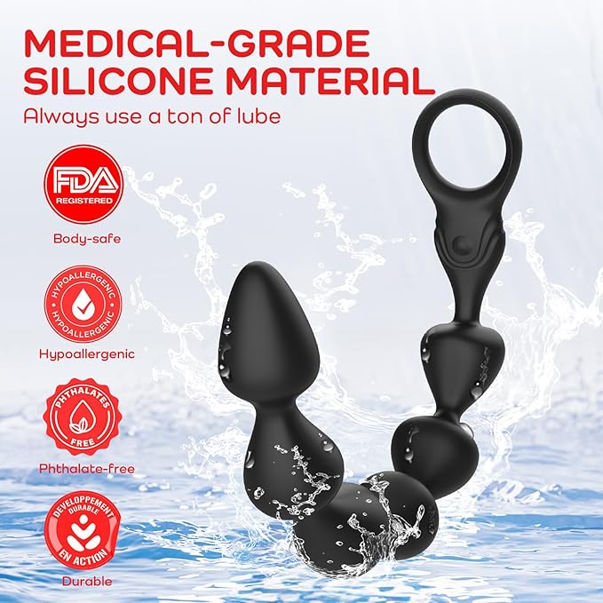 Cuentas anales vibratorias de silicona líquida ultrasuave de 14.4 pulgadas, recargable largo y flexible, tapón vibratorio para próstata con 10 modos de vibración, juguete anal, juguetes - Sex Shop 502
