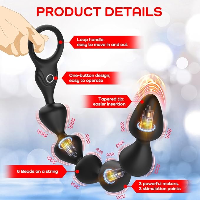 Cuentas anales vibratorias de silicona líquida ultrasuave de 14.4 pulgadas, recargable largo y flexible, tapón vibratorio para próstata con 10 modos de vibración, juguete anal, juguetes - Sex Shop 502