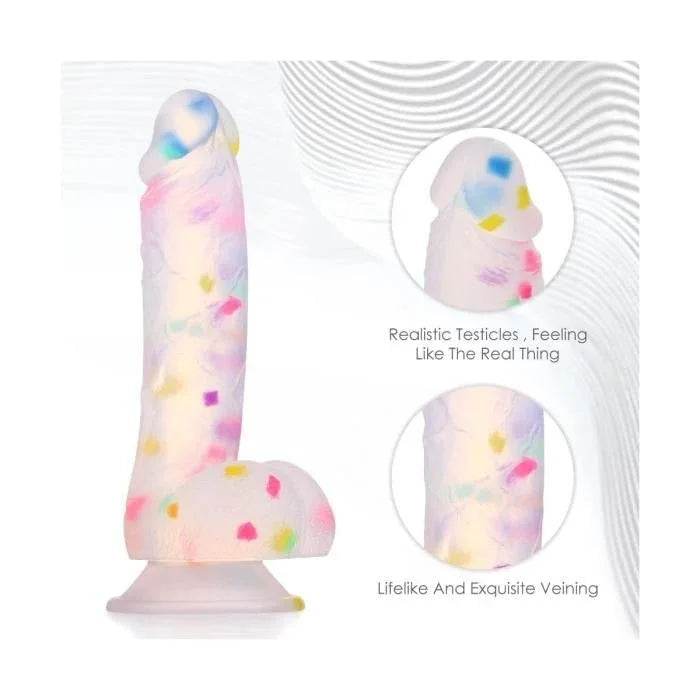 Dildo Consolador Transparente Colorido - Sex Shop 502