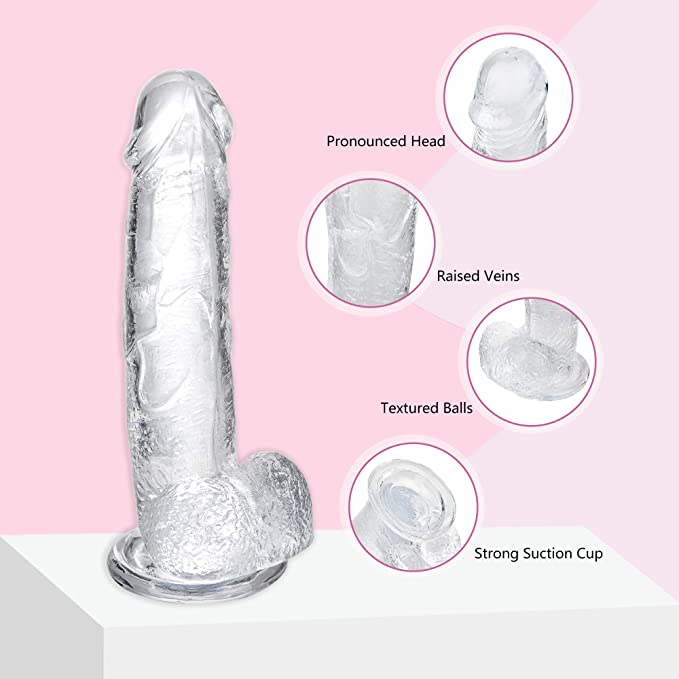 DILDO TRANSPARENTE DE GEL CON VENTOSA - Sex Shop 502