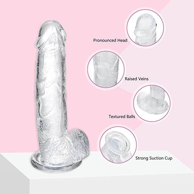 DILDO TRANSPARENTE DE GEL CON VENTOSA - Sex Shop 502