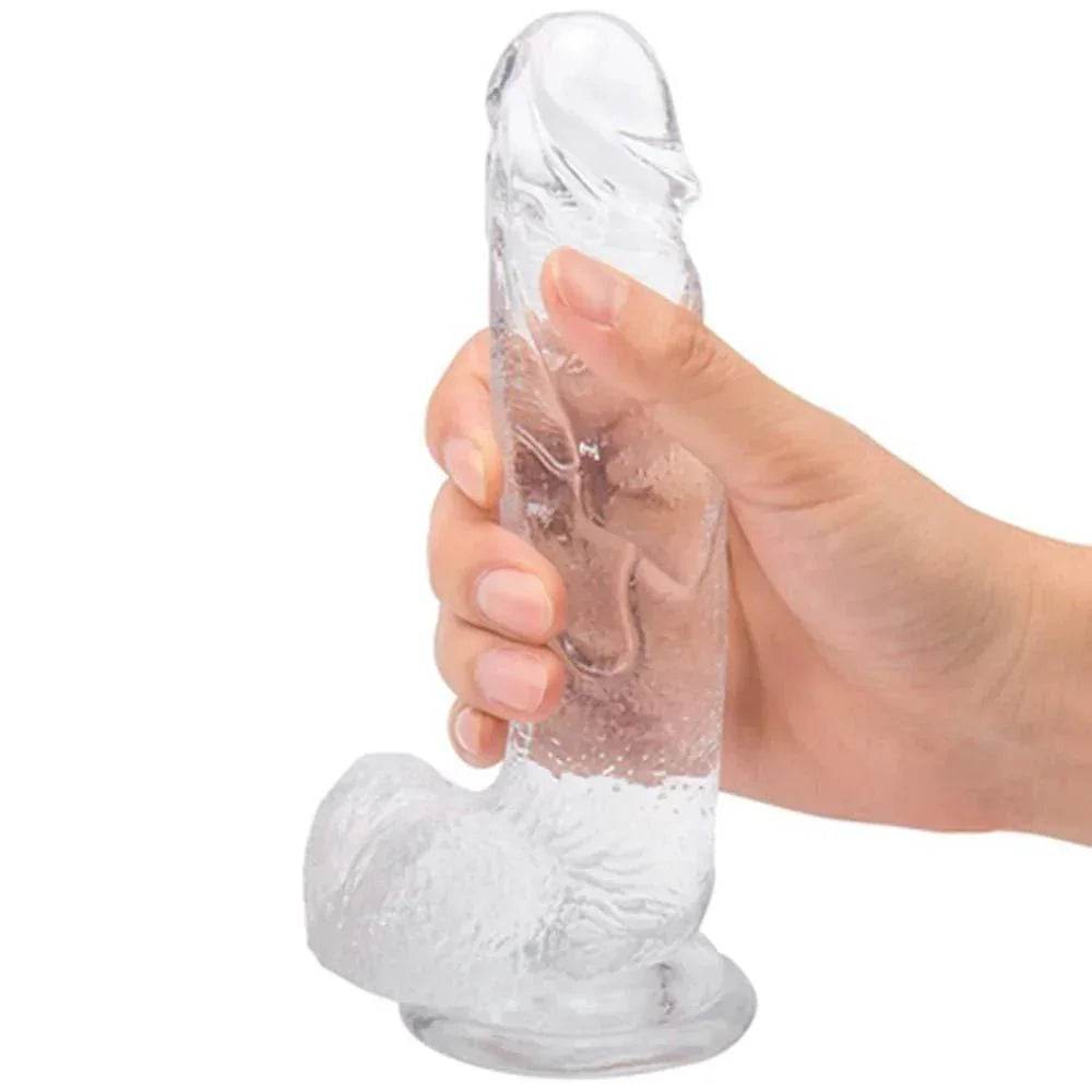 DILDO TRANSPARENTE DE GEL CON VENTOSA - Sex Shop 502