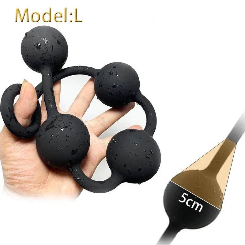 Enchufe anal grande con 4 bolas anales de silicona con cadena anal, juguete sexual largo y flexible para hombres, mujeres, parejas, dilatador de ano vaginal, masaje de próstata, consolador erótico - Sex Shop 502