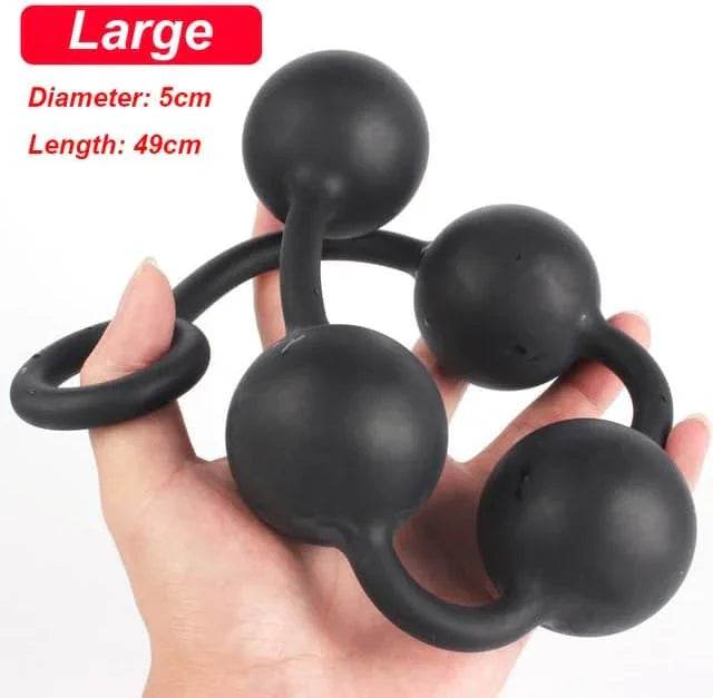 Enchufe anal grande con 4 bolas anales de silicona con cadena anal, juguete sexual largo y flexible para hombres, mujeres, parejas, dilatador de ano vaginal, masaje de próstata, consolador erótico - Sex Shop 502