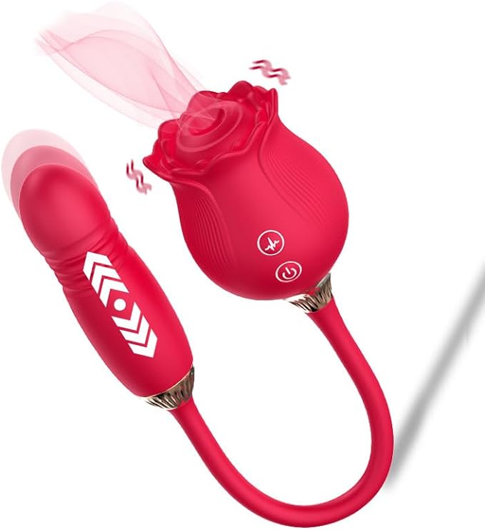 Estimulador sexual de rosas 2 en 1 para mujer con 12 lenguas lamer y 12 empujes, vibrador de punto G, vibrador de succión para lengua, juguetes sexuales para adultos - Sex Shop 502