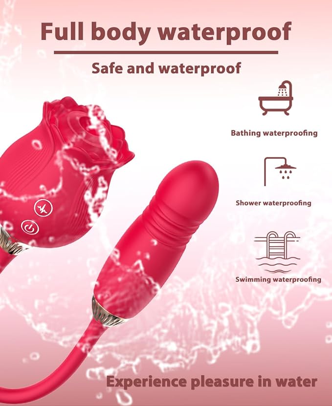 Estimulador sexual de rosas 2 en 1 para mujer con 12 lenguas lamer y 12 empujes, vibrador de punto G, vibrador de succión para lengua, juguetes sexuales para adultos - Sex Shop 502