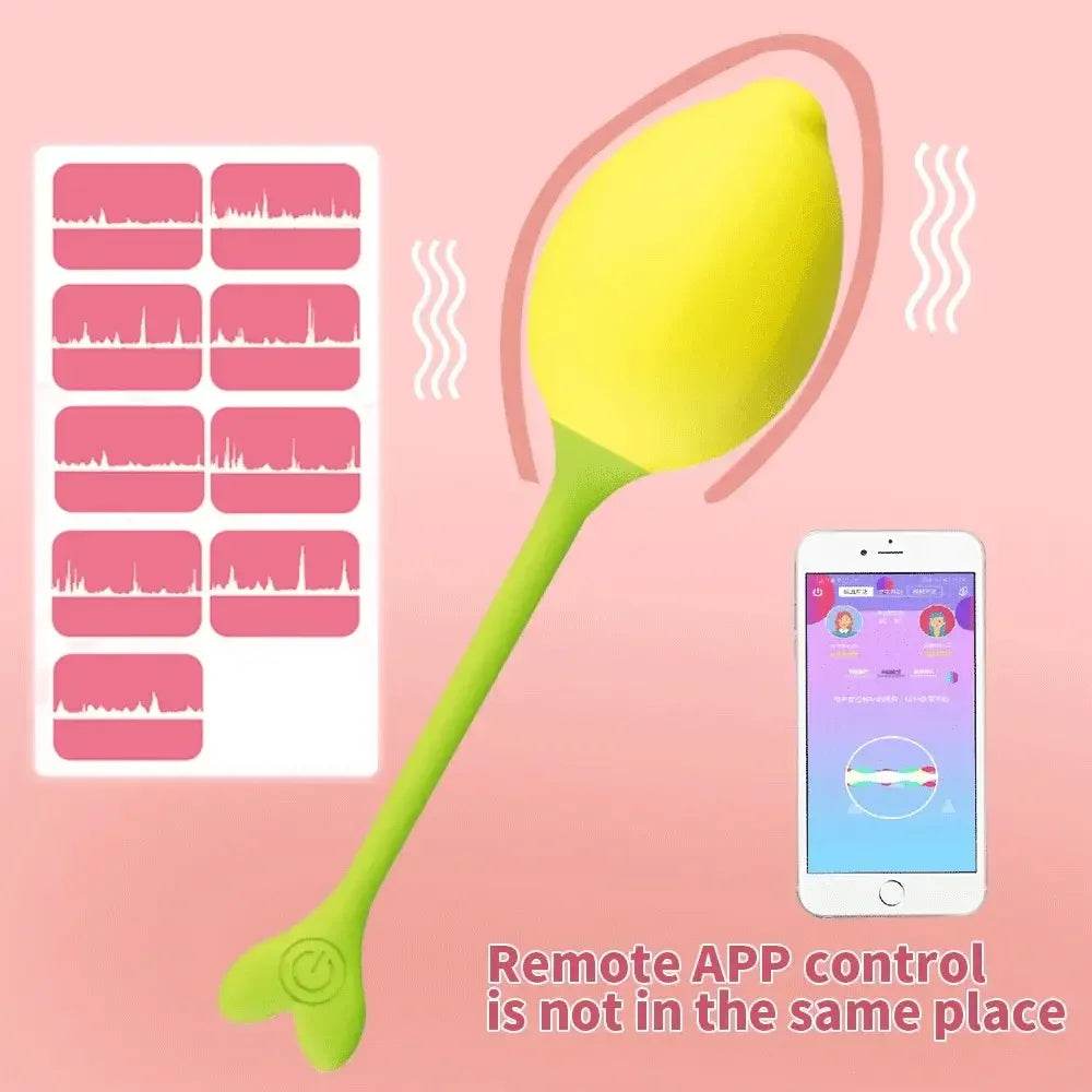 Huevo vibrador con forma de limón para mujer, con Control remoto por aplicación inteligente - Sex Shop 502