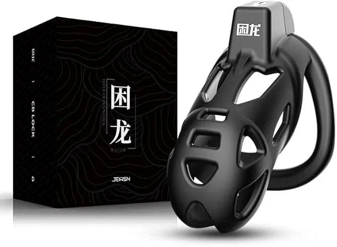 Jaula de castidad masculina, juguetes sexuales discretos Sissy Femboy Castity Cock Cage Device Anillos para el pene macho con 3 tamaños para hombres adultos (M) - Sex Shop 502