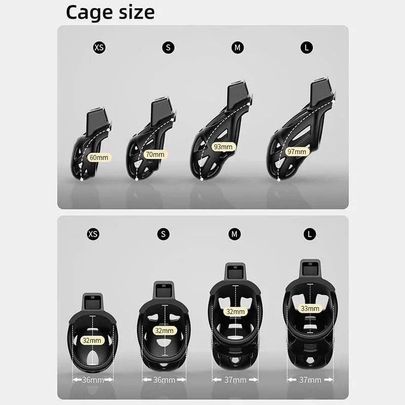 Jaula de castidad masculina, juguetes sexuales discretos Sissy Femboy Castity Cock Cage Device Anillos para el pene macho con 3 tamaños para hombres adultos (M) - Sex Shop 502